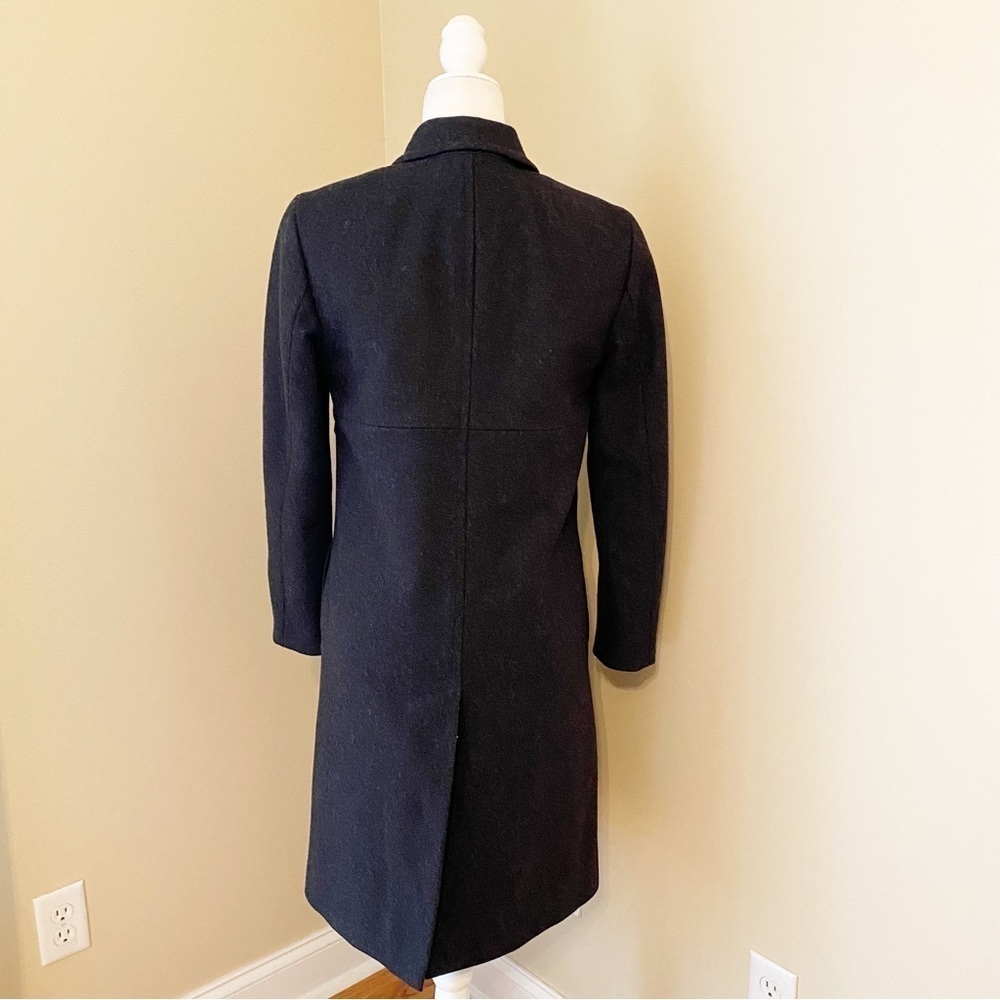 J. Crew Wool Blend Thinsulate Zip Front Charcoal Gray Long Coat - XS - Picture 4 of 14